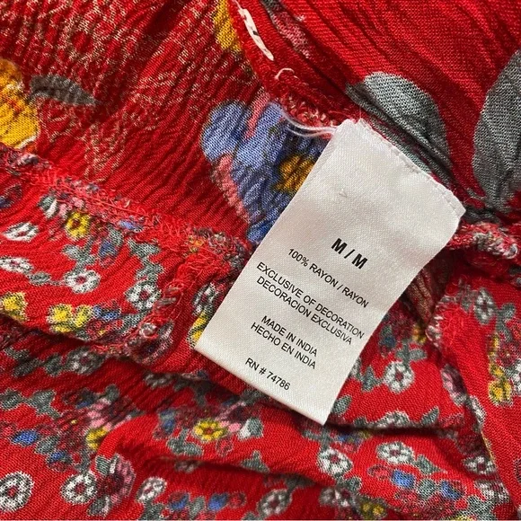 Free People Red Floral Boho Dress Sleeveless Medium Women’s Dress - Picture 4 of 9
